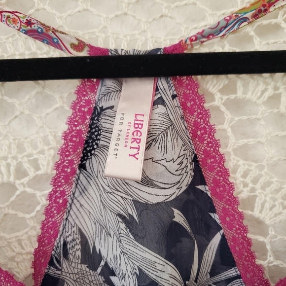 Liberty Fabric X Target Babydoll Sheer Fairycore Whimsy Floral Lace Top Blue XL - Picture 4 of 8